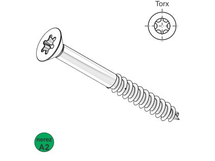 Vrut univerzální, ČZ, ZH, TORX, A2; 4,5 x 50/24_1