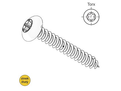 Vrut s půlkulatou hlavou, TORX, ZŽ; 4 x 70_1