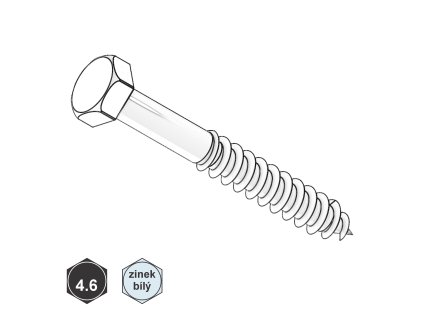 Vrut do dřeva, 6HR, ZB; 4.6; 12 x 280_1