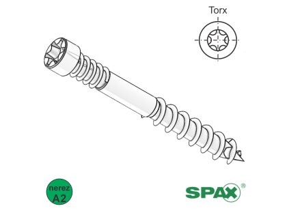 SPAX terasový vrut, VH TX25, A2; 5 X 70/32,5_1