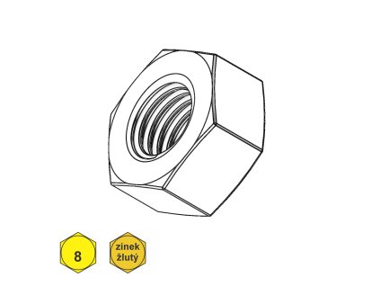 Matice šestihranná, jemný závit, ZŽ;  8;  M 20 x 1,5_1