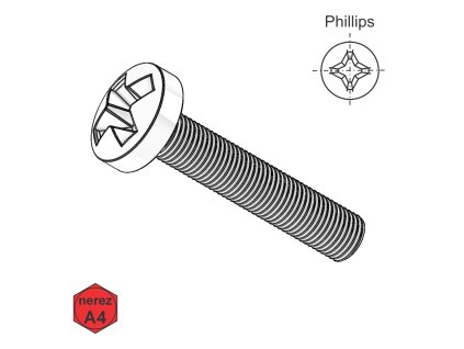 Šroub s PH a křížem, A4; M 6 x 12_1