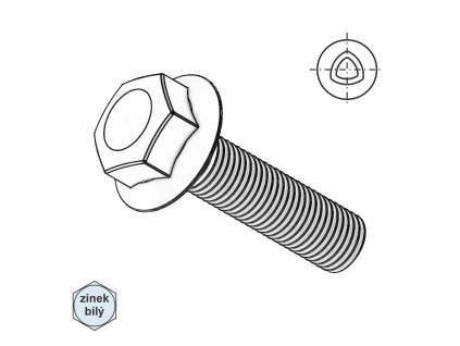 Šroub samořezný, 6HR s límcem, ZB; M 8 x 40  (vrtat 7,4 mm)_1