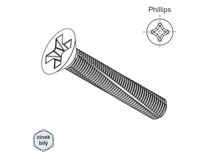 Šroub závitořezný se zápustnou hlavou, ZB;  M 6 x 20 (vrtat 5,5 mm)_1