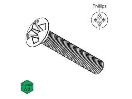 Šroub s ČH a křížem, A2; M 6 x 30_1