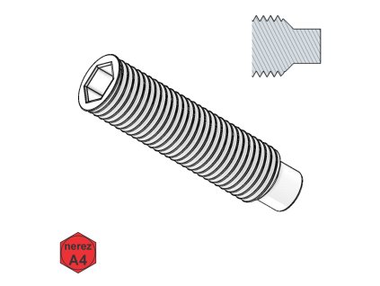 Šroub stavěcí, INBUS + čípek, A4; M 12 x 25_1