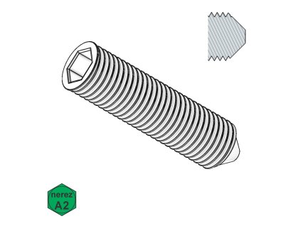 Šroub stavěcí, INBUS + hrot, A2; M 5 x 16_1