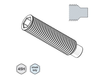 Šroub stavěcí, INBUS + čípek, ZB; 45H; M 10 x 25_1