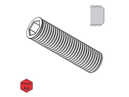 Šroub stavěcí, INBUS, plochý, A4; M 12 x 12_1