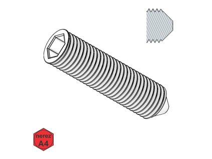 Šroub stavěcí, INBUS + hrot, A4; M 6 x 16_1