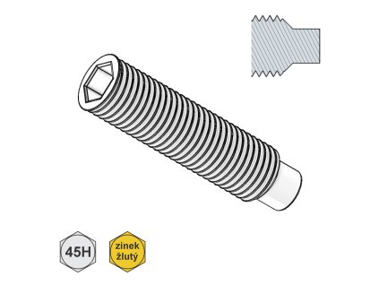 Šroub stavěcí, INBUS + čípek, ZŽ; 45H; M 12 x 25_1
