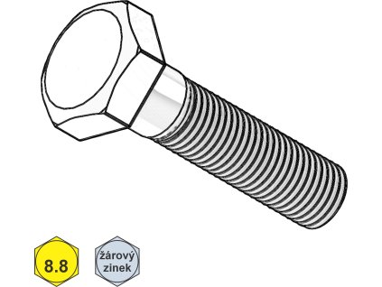 Šroub metrický, 6HR, ČZ, TZN; 8.8; M 10 x 90_1
