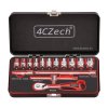 4CZech gola sada 1/4"+ ráčna 72 zubů; 4 - 14 mm, 15 dílů_1