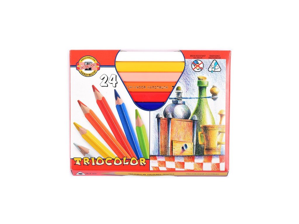 koh i noor 3154 souprava pastelek trojhrannych triocolor lakovanych 24 barev