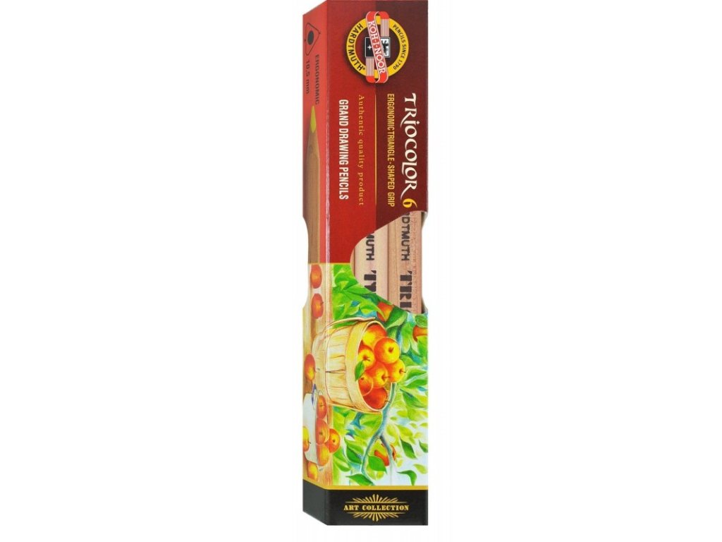 koh i noor 3151 souprava pastelek trojhrannych triocolor prirodni drevo 6 barev