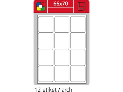 Samolepící etikety bílé SK LABEL STANDARD, 66 x 70 mm, 100 archů