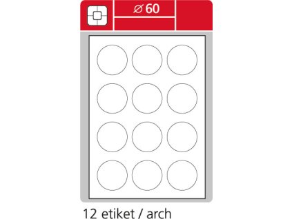 Samolepící etikety bílé kulaté SK LABEL STANDARD, průměr 60 mm, 100 archů
