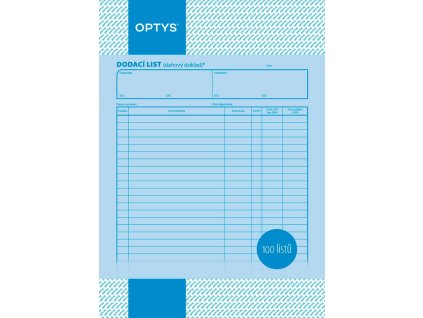 OPTYS 1043, Dodací list A4, 100 listů