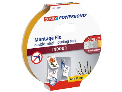 TESA Powerbond 55741 – montážní oboustranná páska do interiéru, 19 mm x 5 m, extra silná nosnost 5 kg