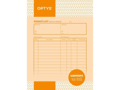 OPTYS 1097, Dodací list A5, samopropisovací, lepení v hlavě