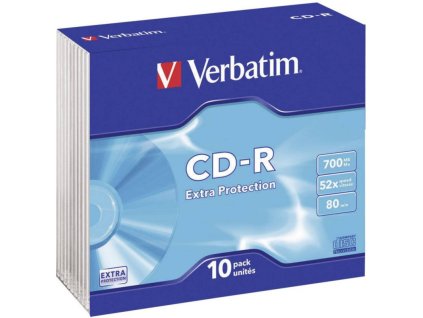 verbatim disk cd r 52x extra protection 700mb slim box 10ks v bal