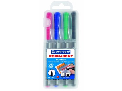 centropen popisovac permanent 2846 m sada 4ks kulaty hrot 1 mm