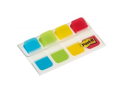 3m post it samolepici zalozky extra silny plast 38x16 mm 4 barvy po 10 utrzcich barevny pruh