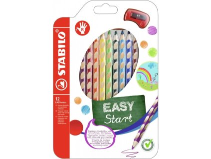 stabilo easy colors 12 r silne pastelky pro pravaky s orezavatkem