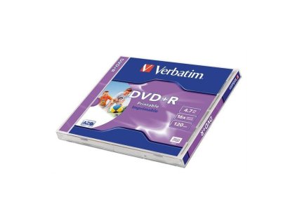 verbatim disk dvdr 16x 47gb potiskovatelny wide photo inkjet printable 1ks