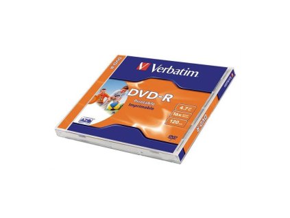 verbatim disk dvd r 16x 47gb potiskovatelny wide inkjet printable jewel box 1ks