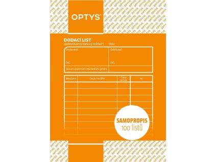 OPTYS 1078, Dodací list A6, samopropisovací, 100 listů