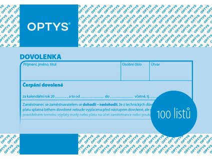 OPTYS 1146, Dovolenka A6, 100 listů