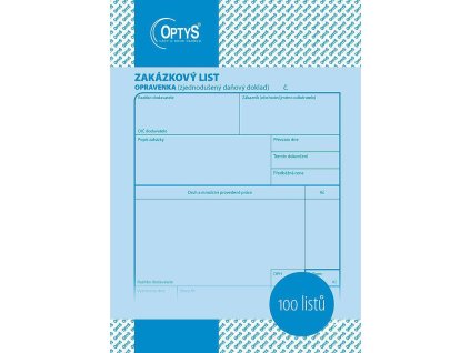 optys 1048 zakazkovy list a5 opravenka 100 listu