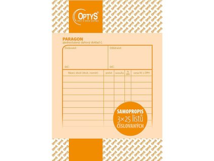 optys 1096 paragon a6 cislovany samopropisovaci 3 x 25 listu