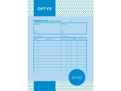 OPTYS 1044, Dodací list A5, 100 listů