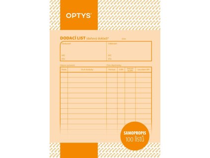 OPTYS 1077, Dodací list A5, samopropisovací, 100 listů