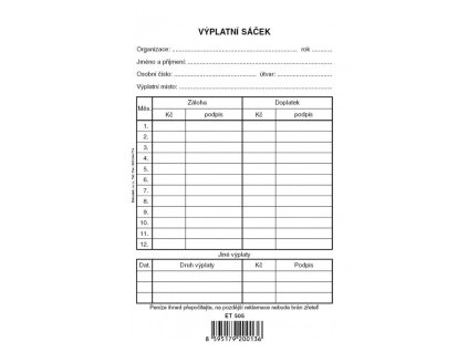 balousek et505 vyplatni sacek
