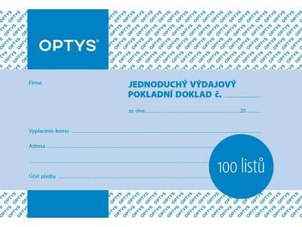 OPTYS 1036, Výdajový doklad A6, jednoduchý, 100 listů