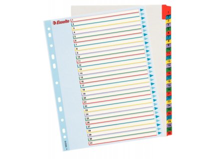 kartonove rejstriky esselte mylar s prepisovatelnym prednim listem a4 maxi 1 31 barevnych listu