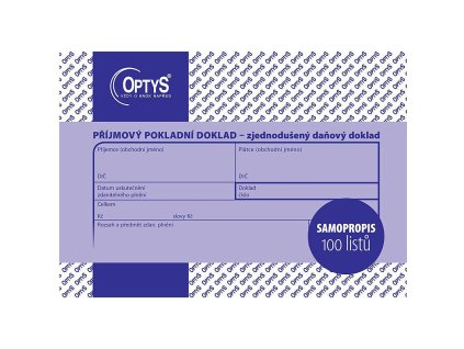 optys 1304 prijmovy doklad a6 zjednoduseny samopropisovaci 100 listu