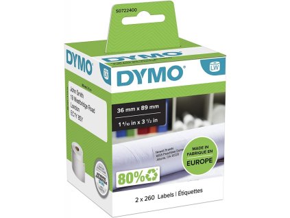 dymo lw standard permanentni adresni stitky 36x89 mm 2x260 ks s0722400