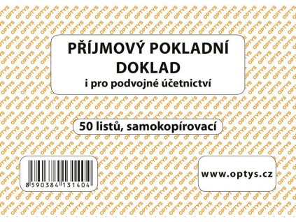 OPTYS 1314, Příjmový doklad A6, samopropisovací, 50 listů
