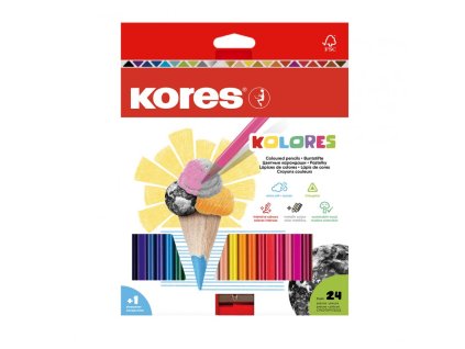 kores pastelky trojhranne kolores s orezavatkem sada 24ks