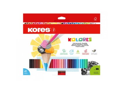 kores pastelky trojhranne kolores s orezavatkem sada 36ks