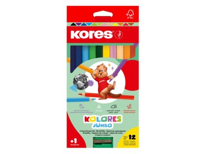 kores jumbo trojhranne pastelky kolores s orezavatkem sada 12ks