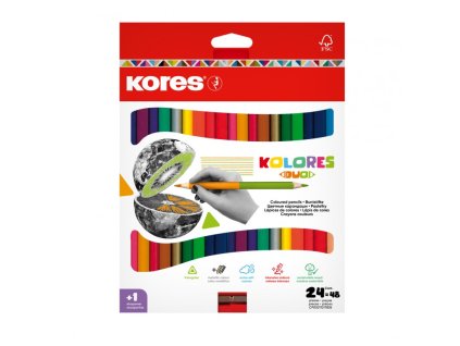 kores trojhranne oboustranne pastelky duo kolores s orezavatkem sada 24ks