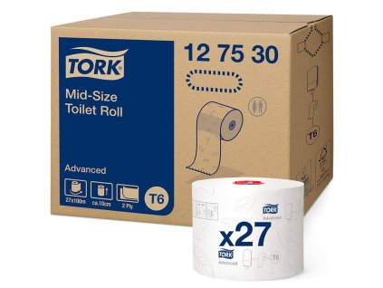 tork 127530 toaletni papir 2 vrstvy advanced navin 100 m t6 karton 27 roli
