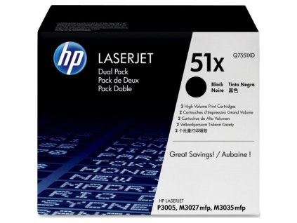 tonerova cartridge hp 51x laserjet cerna dvojbaleni q7551xd