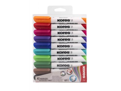 Kores K-Marker Whiteboard, popisovač na bílé tabule a flipcharty, zkosený hrot sada 10ks