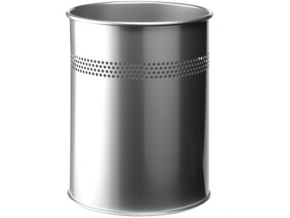 durable 3300 odpadkovy kos metal round 15 litru stribrny